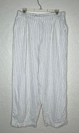 A New Day Pants 10 White Pinstripe Linen Blend Wide Leg Pleated‎ Women's Photo 0