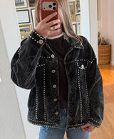 12th Tribe Black Studded Corduroy Jacket Photo 0