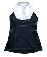 Lululemon Womens Scoop Neck Black Manifesto & White Tank Top Size 8 Photo 0