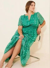 Anthropologie Green Floral Jacquard Somerset‎ Maxi Dress Size 3X Photo 0