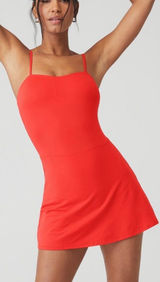 Alo Yoga Alosoft Courtside Tennis Dress Red Hot Summer Size XS Photo 0
