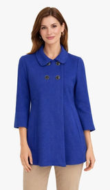 Banana Republic Royal Blue Wool Blend Double-Breasted Coat | 3/4 Sleeve Vintage Style XS Photo 0