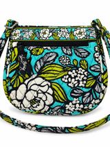 Vera Bradley Teal Floral Quilted Crossbody with Lime & White Accents Photo 0