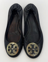Tory Burch Shoes Womens Size 8.5 Black Minnie Travel Ballet Flat Napa Leather Photo 0