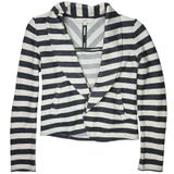 Ann Taylor LOFT Women XS Striped Cotton Knit Blazer Jacket Gray White 312468 Photo 0