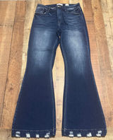 KanCan Women's Dark Denim Kurvy Mid-Rise Flare Jeans Sz 30 Stretch Boho Festival Photo 0