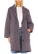 Free People‎ Women's XS Oversized Gray Quilted Happy Day Dreamer Jacket Photo 0