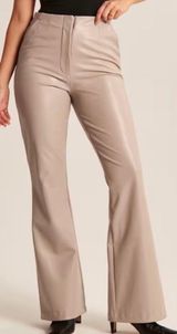 Abercrombie vegan leather slim flare pants curve love in tan beige Photo 0