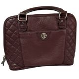 Giani Bernini‎ Womens Quilted Dome Satchel Handbag Maroon Leather Zipper Photo 0