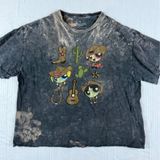 Cartoon Network Powerpuff Girls Western Cowboy Acid Wash Cropped Graphic T-Shirt Large Gray Photo 0