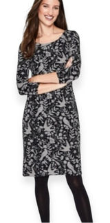 Boden Winifred Black Mystic Woodland Birds Knee Length Sheath Size 6L Photo 0
