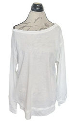 Womens Blouse Top Size Large White Long Sleeve Cotton Polyester minimalist Photo 0