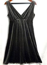 Old‎ Navy XS Muted Brown Velvet Mini Dress Empire Sleeveless Retro Babydoll Y2K Photo 0