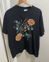 Vintage Y2K Ed Hardy Style Sparrow and Rose Grunge Shirt L Photo 0