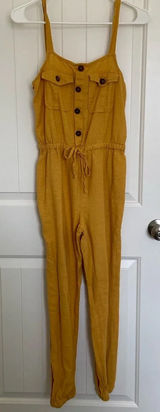 Hot Kiss women’s yellow cinched waist jumpsuit‎ — small Photo 0