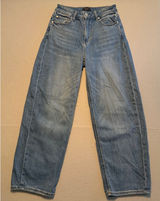 Quince Stretch Bella Stretch Barrel Jeans Atlantic Blue Organic Cotton Size 27 Photo 0