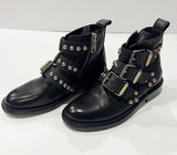 Zadig Voltaire Laureen Buckle Leather Studded Ankle Boot Black Size 36 US 5 Photo 0