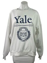 Yale University Women's White Crest Fleece Long Sleeve Crew Neck Sweatshirt L Photo 0