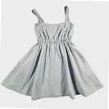 ASOS Denim Skater Dress Womens 4 Light Blue Elastic Waist Cotton Pockets Boho Photo 0