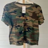 Zoe Liv Camo Print Embroidered‎ Short Sleeve Tee Photo 0