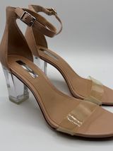 INC Kivah Clear Strap Block Heel Sandals 7.5 Nude Lucite Wedding Y2K Photo 0