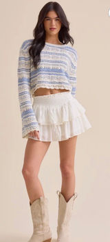 Altar'd State Women's Carrie Tiered‎ Mini Skirt White Sz L Photo 0