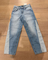 Wild fable denim jeans relaxed straight mid rise 2-tone contrast side panel Photo 0