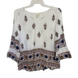 Anthropologie Fig & Flower White Lace Floral Boho 3/4 Sleeve Top XL V-Neck Photo 0