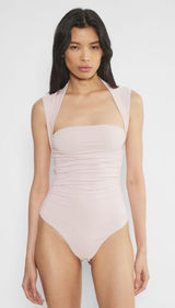 NWT ARITZIA Original Contour Flourish Square Neck Thong Bodysuit Bow Pink Medium Photo 0
