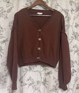 Brown Cropped Button Photo 0