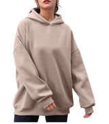 Boutique Thick Oversized Neutral Pullover Hoodie Beige Size XL Athleisure Minimalist Cute Photo 0