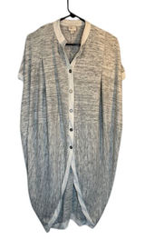 STCL by Anthropologie Women’s Gray White Short Sleeve Button Down Jacket Sz Med Photo 0