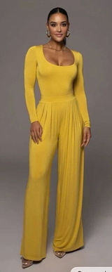 NWT Jluxlabel Yellow Mustard Devyn Wide-Leg Viscose Pants, M Photo 0