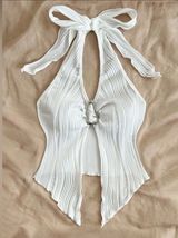 Elegant White Halter Top Photo 0