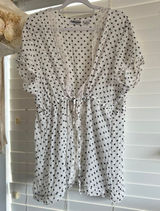 Source Unknown Vintage Polka Dot Lace Top / Mini Dress Size 24 corset flowy romantic boho Photo 0