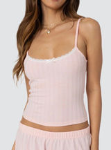 Edikted Light Pink Lacy Tank  Photo 0