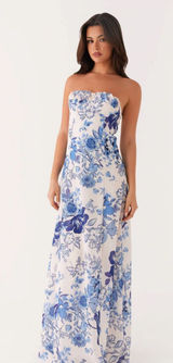 Peppermayo Blue and White Maxi Dress Photo 0