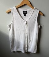 Vintage Y2K White cotton tank top vest with button up front 🔥 Photo 0
