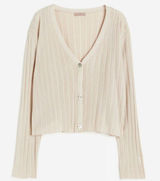 H&M Rib Knit Tan Cardigan Size M Long Sleeve Relaxed Photo 0