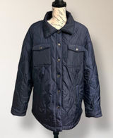 Ci Sono Outherwear XL Navy Quilted Puffer Jacket Snap Front Coat Utility Pocket Photo 0