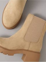 Steve Madden women Beige Suede Sock Chelsea Platform Boots US 7.5 Photo 0