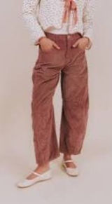 We The Free Free People Good Luck Barrel Corduroy‎ Pants Pink 24 Wide Leg EUC Photo 0