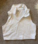 Aritizia Sunday Best Knox White Crop Polo Top Photo 0