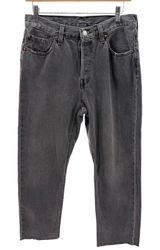 Levis 501 Original Fit Grey Straight Leg Raw Hem Jeans Womens Grunge Streetwear Photo 0