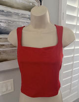 Women's SHEIN Red Small Crop Stretchy Tank Top Y2K Bodycon Square Neck Summer Photo 0