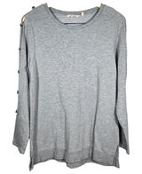 Soft Surroundings Gray Go‎ Lively Bibi Pullover Beaded Long Sleeve Top M 2EA09 Photo 0