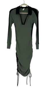 Daily Practice Grewn Ribbed Contrast‎ Collar Ruched Bodycon Dress XS Athleisure Photo 0
