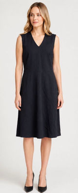 MM LaFleur Black Sheath Dress 12 Sleeveless Career Minimalist Stretch Midi Photo 0