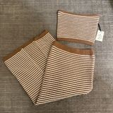 Freshman 1996 Brown Ivory Crochet Knit Striped Maxi Skirt Tube Top Set XS/S Photo 0