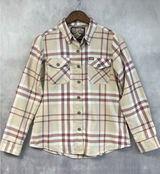 Dixxon Flannel Company The Burleigh Plaid Shirt Women Medium Tan‎ Red Minimalist Photo 0